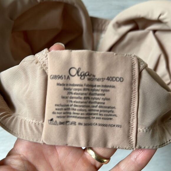 OLGA Cloud 9 Full-Figure Lace-Trim Minimizer Bra TOASTED ALMOND (NUDE)40DDD Nwt - Picture 9 of 9